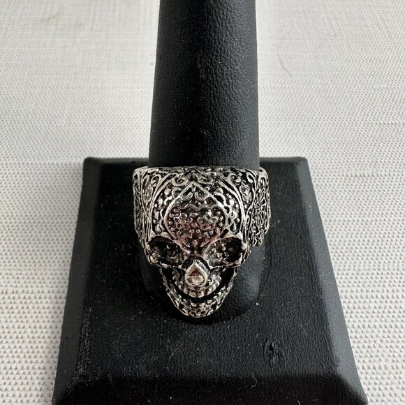 Bikers Skull Ring Size 11 Stainless Steel Gothic Mens Ring Intricate Design - Picture 2 of 6